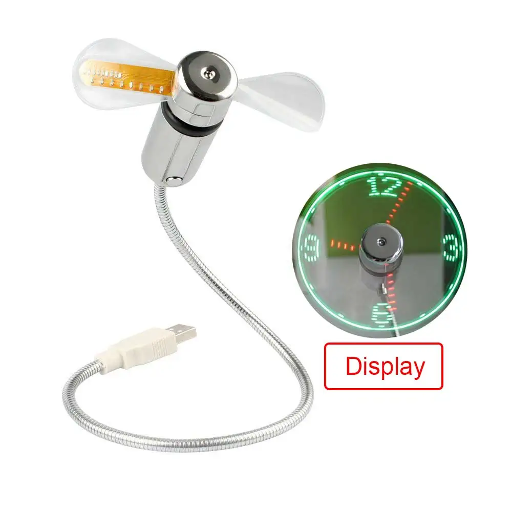 Ingelon mini usb ventilátor LED Hodiny Cool Colorful nebo Teplotní displej Fan Nastavitelný USB Gadget pro PC napájení banky LED USB Fan
