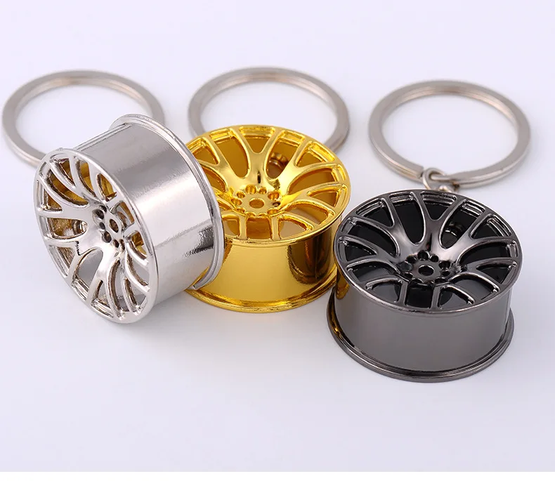 Wheel hub Key ring Modified car parts Metal key chain Car rims tires