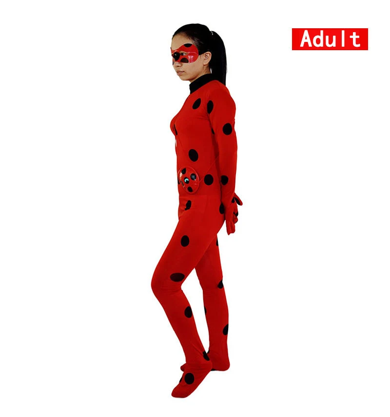 Hot New Adult Kids marinette Ladybug with Wig Bag Children Girls Ladybug Cosfans Costumes Lady Bug Costume for Halloween Cosplay
