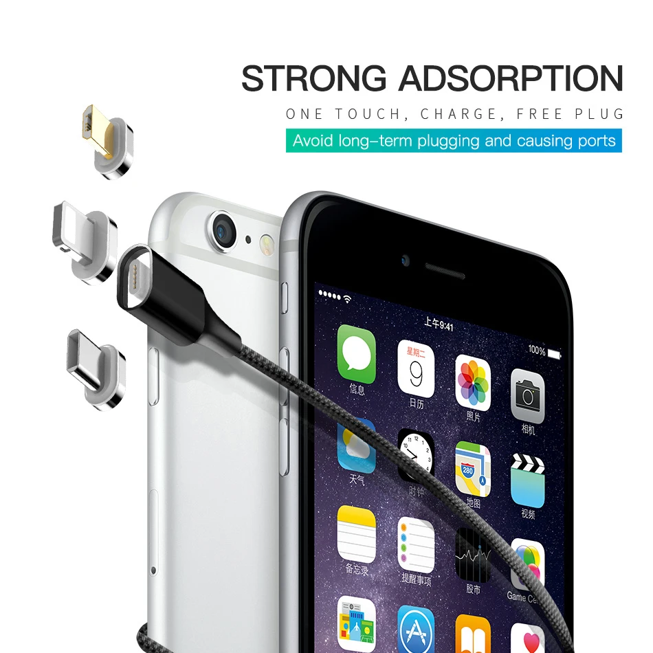 Магнитный кабель 3A Micro USB Type C для быстрой зарядки и передачи данных iPhone SAMSUNG S10 + S9