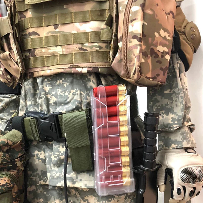 

Shot gun Ammo Bag 10 Rounds ABS Tactical Pouch Reload Holder Molle Pouch for 12 Gauge Magazine Ammo Cartridge Holder