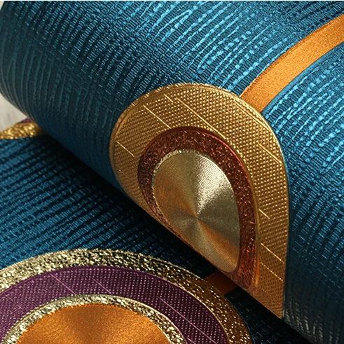 

Fashion 3D KTV Club Wallpaper Modern 3D PVC Wallpaper Roll Living Room TV Wall Wallpaper Blue Yellow Brown Wall Paper