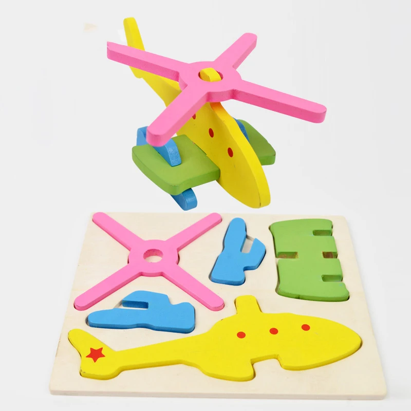 Aircraft Blocks in Model Building Wooden Kids Gift Toys Building Blocks