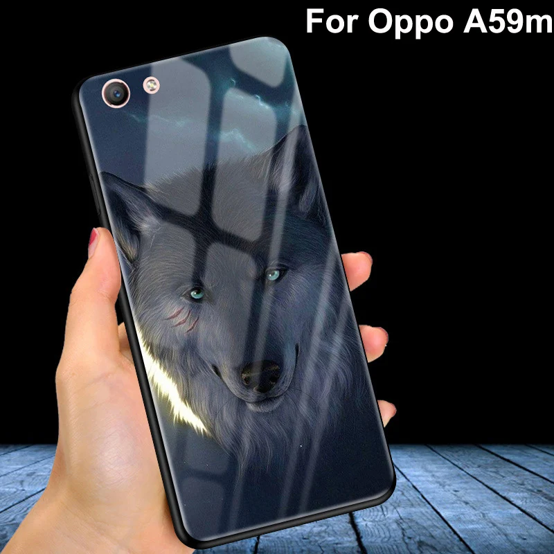 Чехол для Oppo A59m чехол Роскошный из закаленного стекла жесткая задняя крышка A59 m