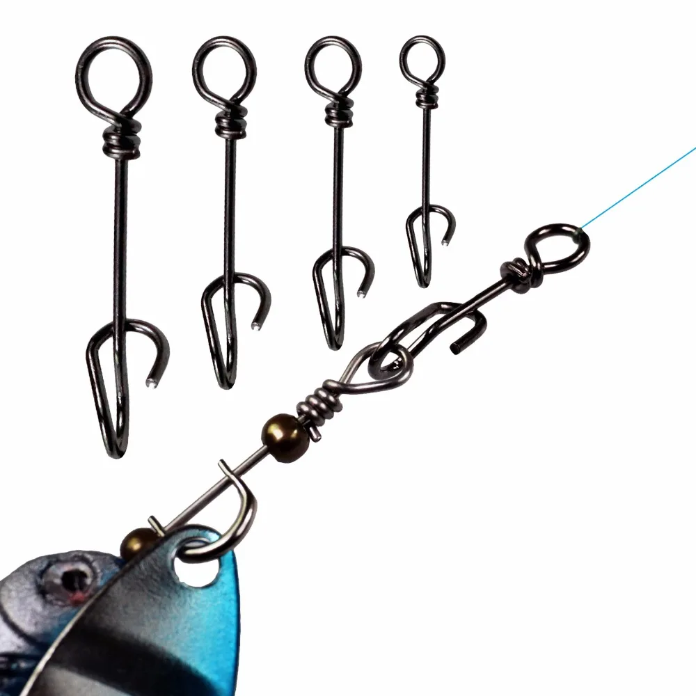 

100 Pcs/lot #1-#4 Fishing Snap Spring Clip Clamp Buckle pesca Fishing Swivel Snaps Hooks Connector Fishing Accessories