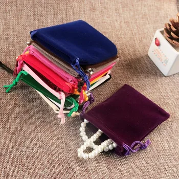 

Wholesale 100pcs/Lot 10x16cm Black/Red/Gray Upscale Velvet Gift Bags For Jewelry Packaging Bags 2018 New Velvet Drawstring Bags