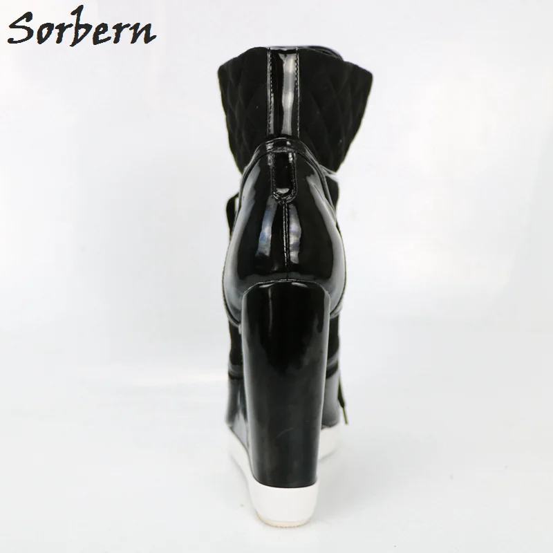 Sorbern/Черные ботильоны на танкетке женская обувь модная дизайнерская модель 2018