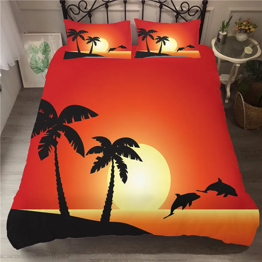 

A Bedding Set 3D Printed Duvet Cover Bed Set Holiday Coconut Tree Home Textiles for Adults Bedclothes with Pillowcase #YS03