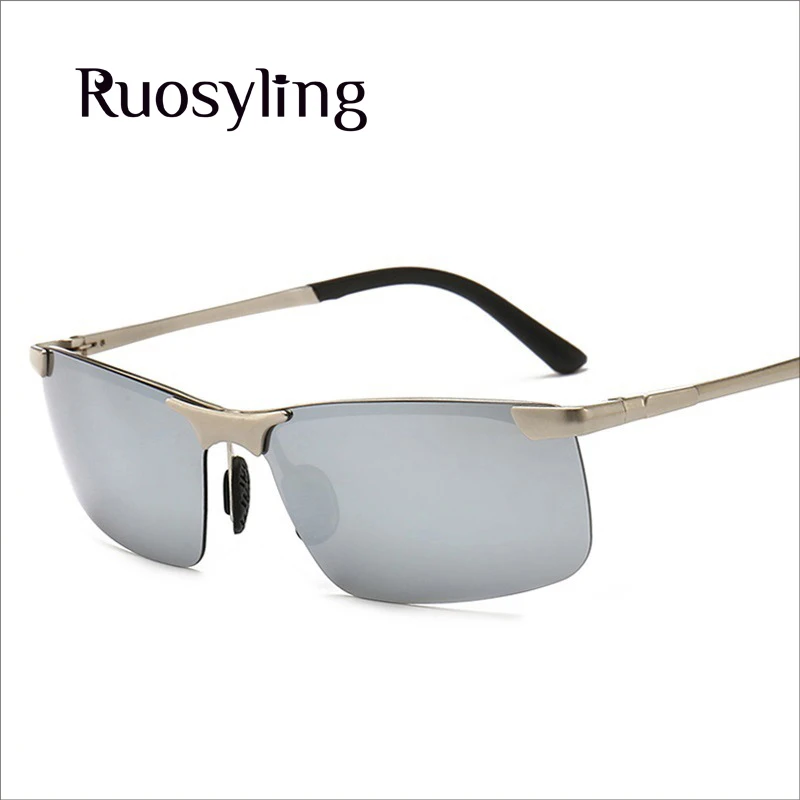Ruosyling UV400 Солнцезащитные очки для мужчин, поляризационные, прямоугольной формы, без оправы, July солнцезащитные очки для мужчин, винтажные, для вождения, рыбалки, темные солнцезащитные очки в стиле ретро