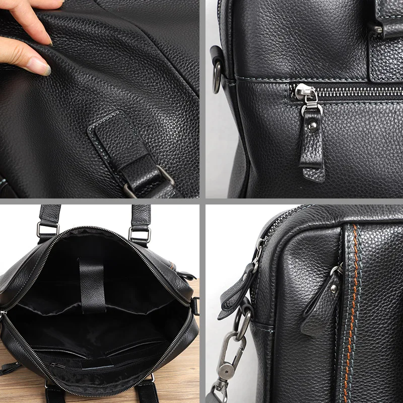 2019 New Cowhide Bag Male Briefcase Genuine Leather Casual Men's Shoulder Bag Natural Cowskin Business Bag Satchel Men Briefcase