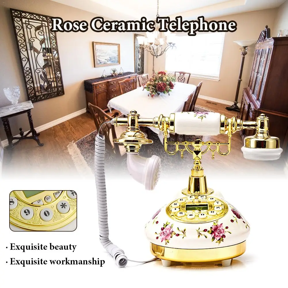 Золото ретро телефон в европейском и американском стиле телефонной линии проигрыватель телефон кнопочный организации коммутируемого