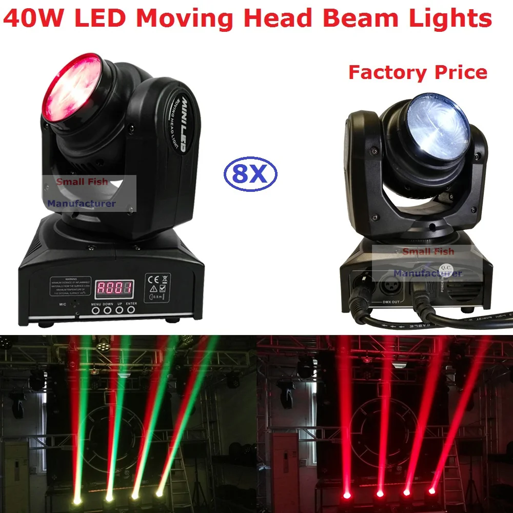 

8Pcs/Lot High Quality 40W Mini Led Moving Head Light RGBW 4IN1 Led Beam Moving Head Stage Dj Lights For Party Events Lighting