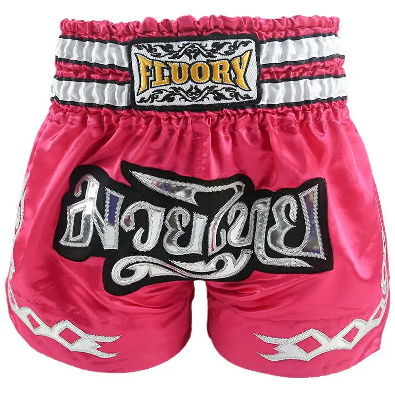 Шорты для подростков и детей(девочек и мальчиков) fluory Muay Thai шорты для кикбоксинга с вышивкой модные розовые шорты для боевых действий
