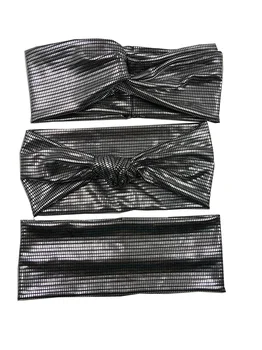 

S17548 2017 Newest fashion silver small Square metallic pu Leather headbands good stretch girls hair band headband for women
