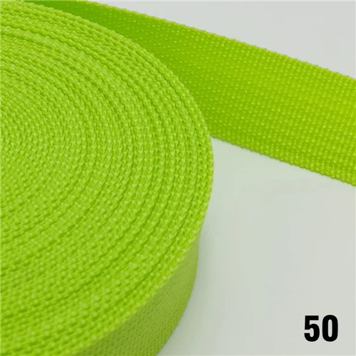 25 мм тесьма 10 м длиной один дюйм цветной 50 цветов доступны полипропилен для сумки швейный пояс тесьма обвязка плетеный ремень - Цвет: 50 Green yellow