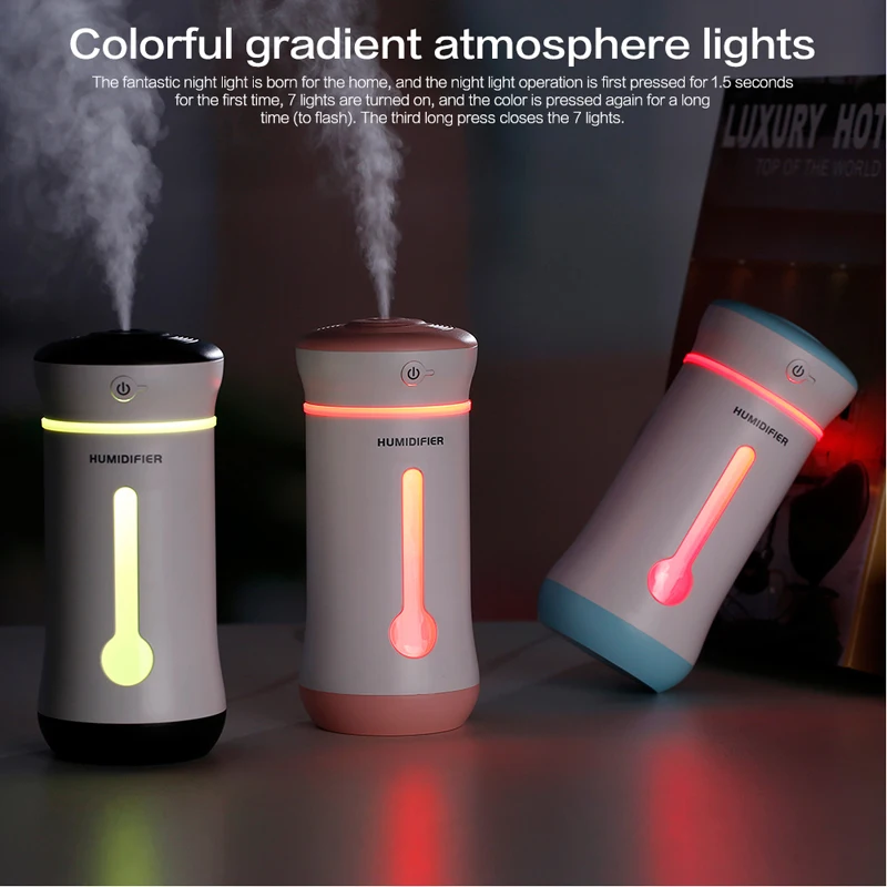 

Mini USB Air Humidifier Mist Maker Aromatherapy Diffusers USB With 7 Color Led Light Changing Essential Oils Humidifier Diffuser