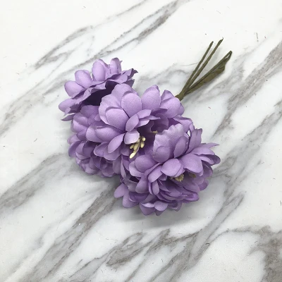 HINDJEF тычинки diy имитация шелка цветок розы Подсолнух букет ручной работы искусственный цветок голова гирлянда корсаж - Цвет: purple