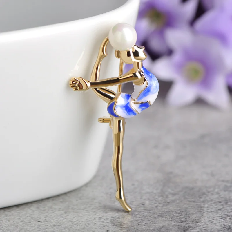 Blucome/Новое поступление эмалированная гимнастическая брошь с дизайном девочка