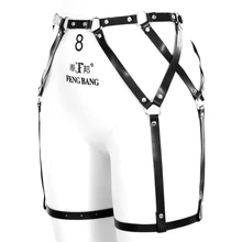 Для женщин сексуальная кожаная портупея пояс плюс Размеры ноги Талия бондаж, БДСМ-белье панк готический Фетиш чулок нижнего белья для праздника, одежда для малышей