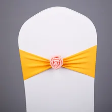 Желтый цвет Подвязка из спандекса для стула с канделябр искусственный цветок мяч крепежная створка стула лайкра стрейч подходит для всех стульев свадьбы