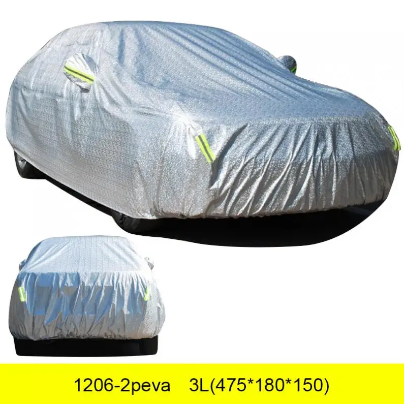 

3L Universal One Door Peva+Small Aluminum Film Cotton UV / Rain Protector Dustproof Car Clothing Covers With Anti-theft Lock