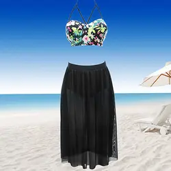 Пикантные для женщин; Большие размеры цветочные Холтер Бикини марля Длинная юбка ванный комплект купальник SMT 87