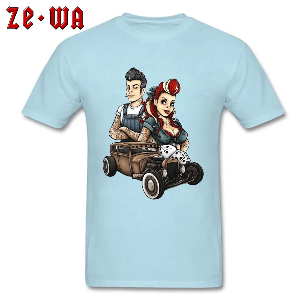 rockabill T Shirt for Men Custom VALENTINE DAY Tops T Shirt Short Sleeve Funny Design Tops T Shirt Crewneck All Cotton rockabill light