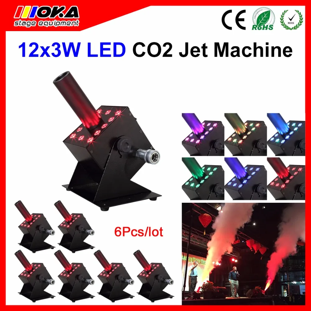 6Pcs/Lot NEW Design LED CO2 Column Jet Stage FX Machine CO2 Fog Machine Kryo FX Blaster for