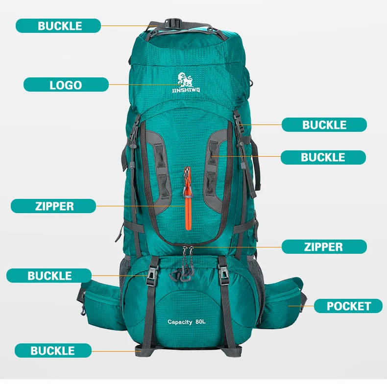 Большой Ёмкость 80L для отдыха на природе, восхождения, пешего туризма рюкзак для пешего туризма водостойкая нейлоновая сумка Спорт