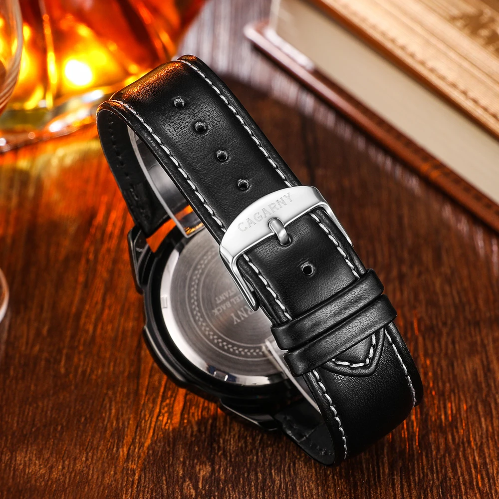 free shipping quartz wristwatches leather strap sports watches casual mens wrist watch black case (6)