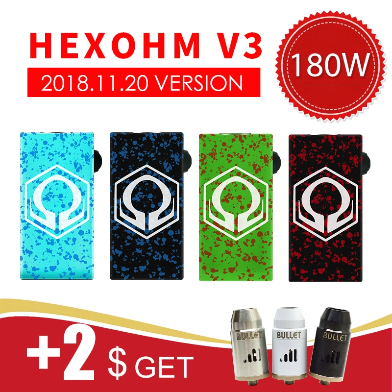 

New Version E-cig Hexohm V3 180W Portable Mod Variable Voltage Adjustable Vaporizer Vape Box Electronic Cigarette Mod