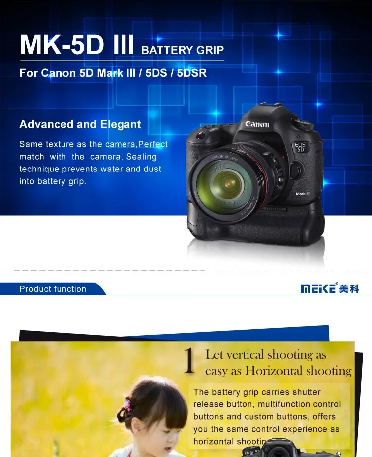 Meike MK-5D3 батарейный блок для Canon 5D3 5D mark 3 III 5DS 5DSR