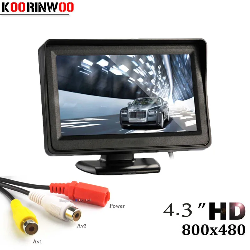 Koorinwoo HD Mini 4,3 дюймов монитор Цифровой tft lcd 800*480 In-dash парковочная видео система помощь при парковке 2 RCA экран для автомобиля