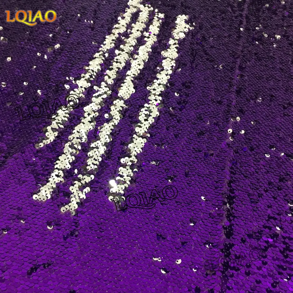 purple silver sequin fabric-006