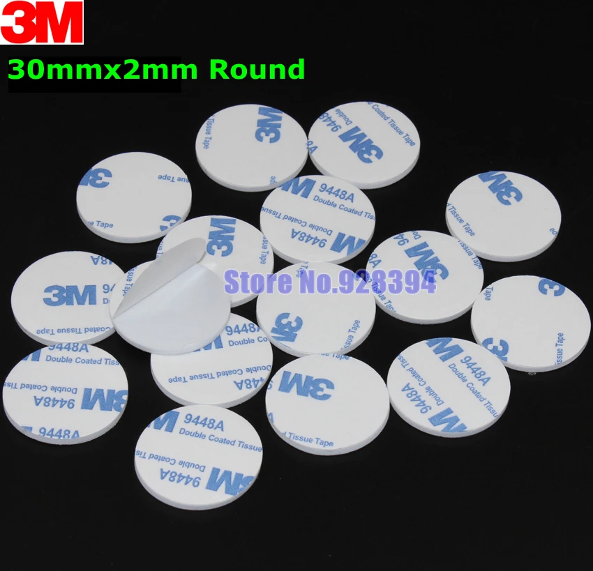 

50pcs 30mm Round 3M 9448A White Double Sided EVA Foam Tape Pad Mounting Tape Auto Car Decorative Article Wall Pendant Home Use