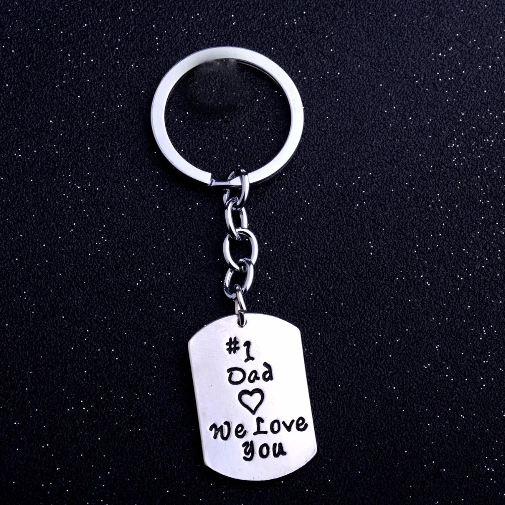 

Love Heart Dad We Love You Dog Tag Charms Keychain Family Keyring Daddy Fathers Key Chain Jewelry Gifts Father's Day Presents