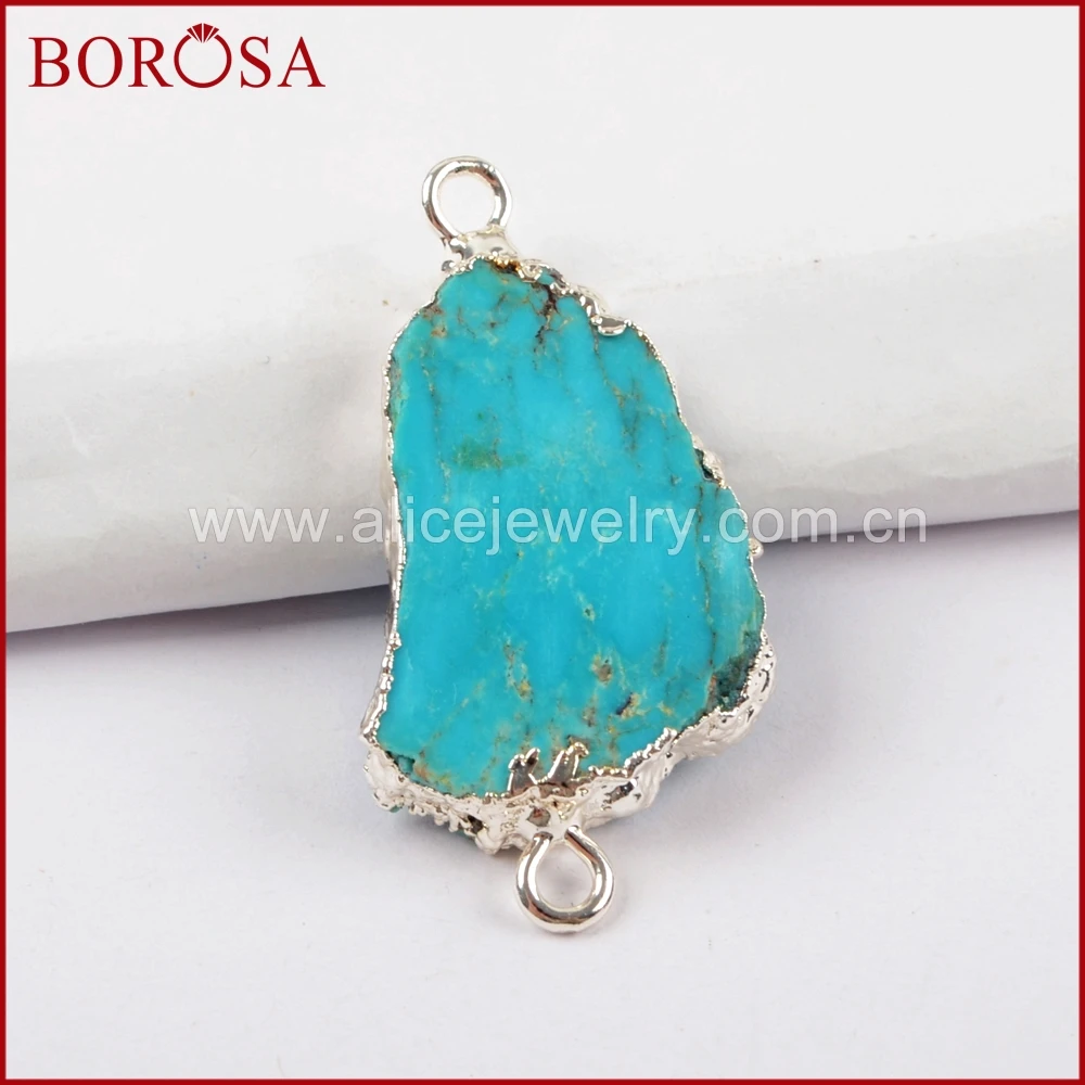 BOROSA 5 шт. новинка серебро Бесплатная форма 100% натуральная бирюза соединитель