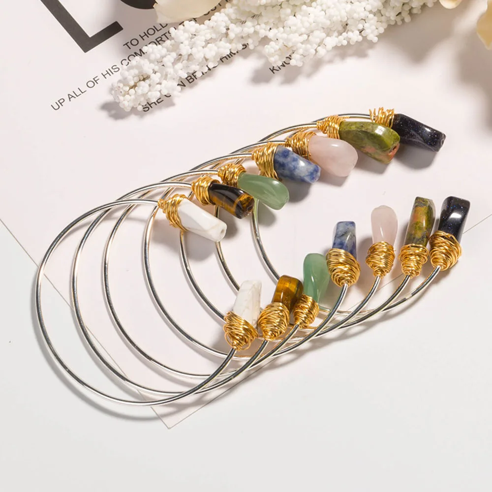 

Openning Handmade Bracelet & Bangle For Women Ladies Creative Personalized Natural Stone Irregular Size Fashion Jewelry KAB012