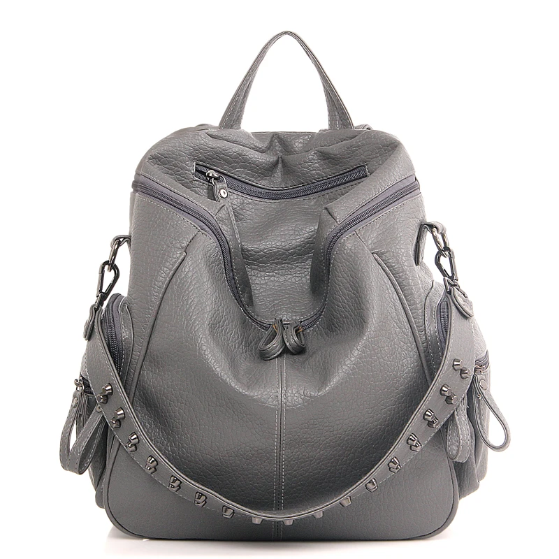 Mochilas de diseñador multifunción para Mujer, Mochilas para Mujer, Mochila de cuero con remaches, Mochila Escolar de gran capacidad para Mujer Mochilas de diseñador multifunción para Mujer, Mochilas para Mujer, Mochila de cuero con remaches, Mochila Escolar de gran capacidad para Mujer