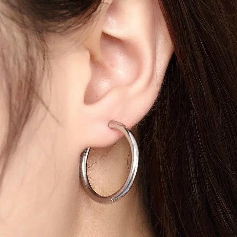 VNOX Basic Stainless Steel Hoop Earrings for Women Man Round Circle Loop Earring aretes 25mm/20mm/11mm Unisex Ear Jewelry 2