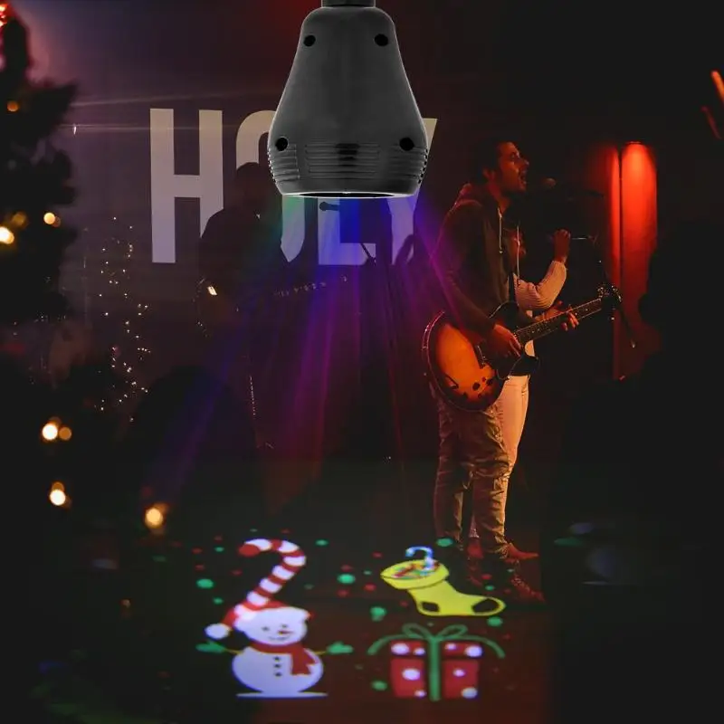 E27 Christmas Pattern LED Laser Projector Colorful Rotating Stage Lamp Bulb dropshipping