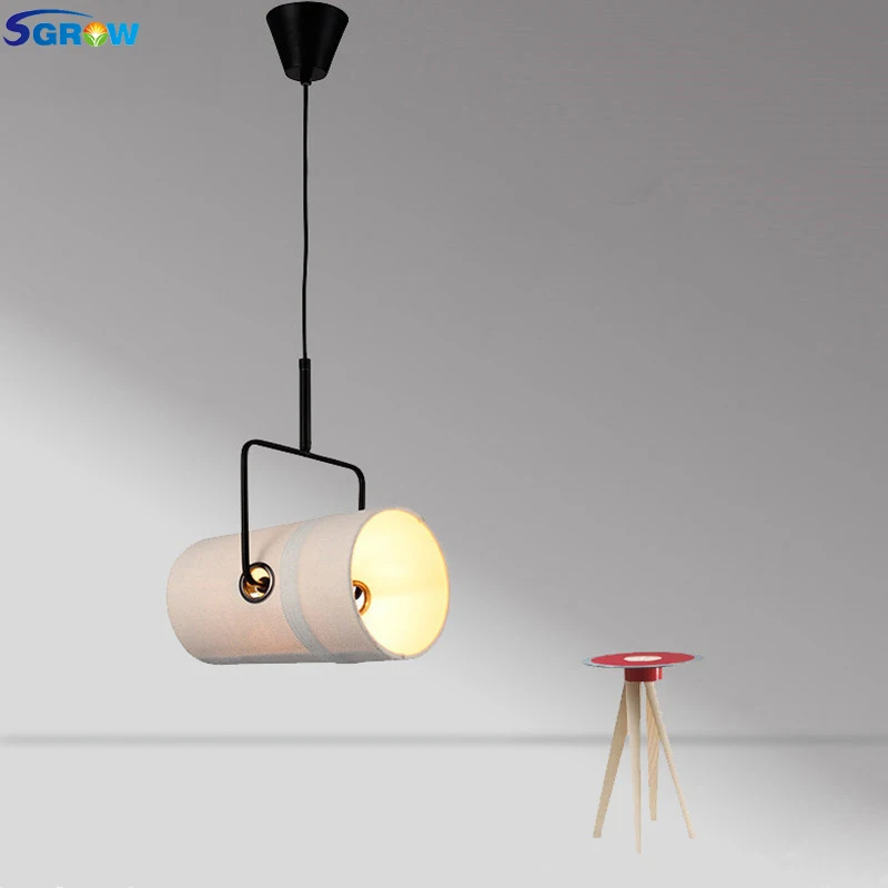 

SGROW Cloth Lampshade Creative Designer Diesel Pendant Lights For Dining Room Bedroom Study Bucket Hanging Lamp Light Fixtures