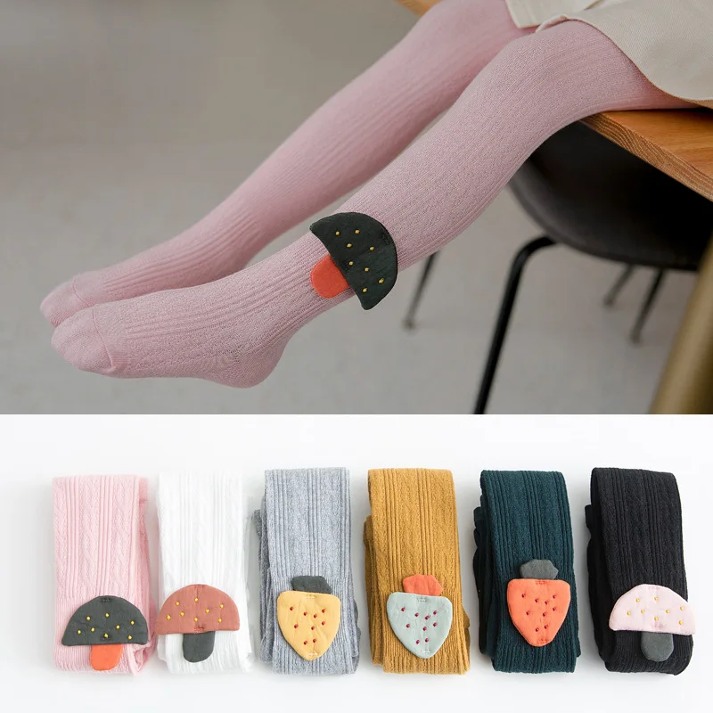 

1-11 Years Spring New Combed Cotton Children's Pantyhose Cartoon Baby Bottom girls tights White Girl Dance Pants Wholesale
