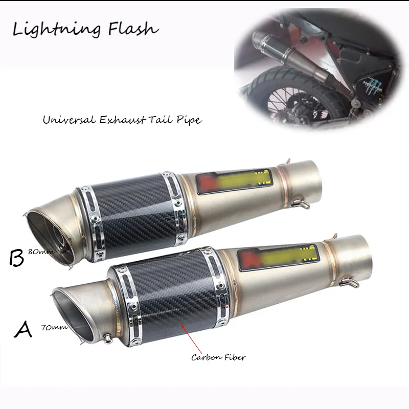 

38-51mm Universal Motorcyle Muffler Exhaust Tail Pipe with Silencer Carbon Fiber+Stainless Steel Motorbike Modified Pot Escape