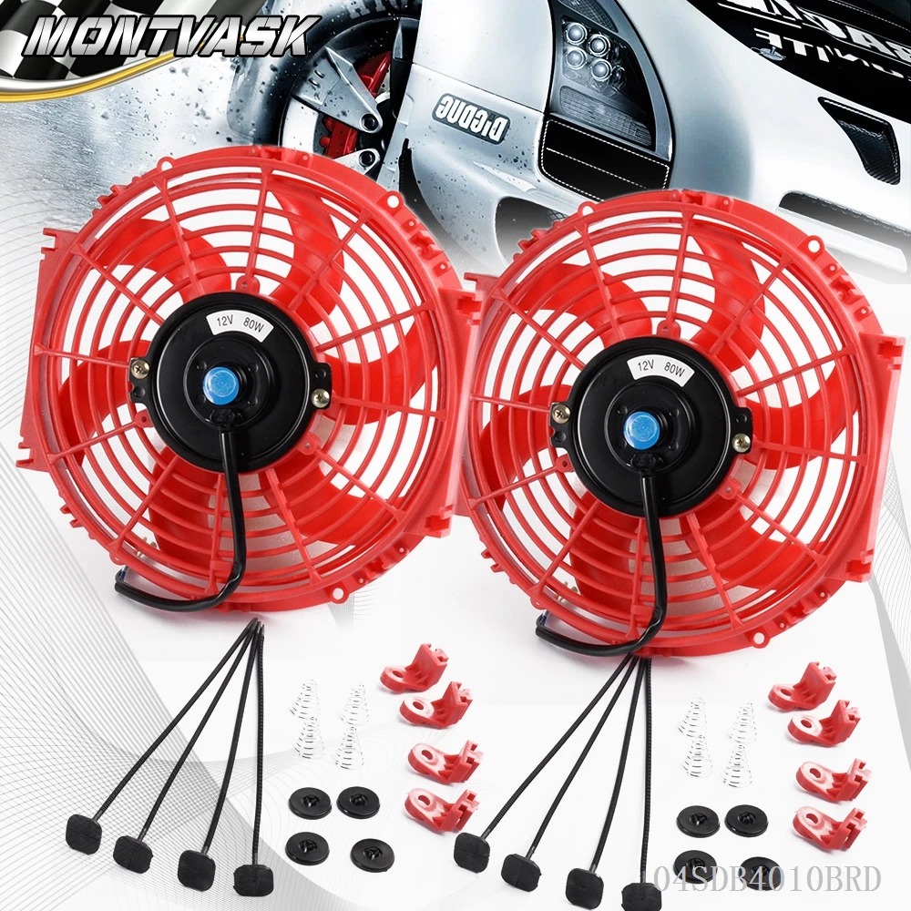 2X 10" inch Universal Slim Fan Push Pull Electric Radiator Cooling 12V
