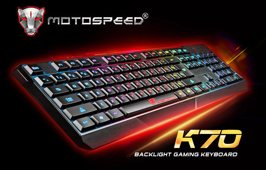 Оригинальная мотоскорость K70 7-Цвет Фул Подсветка компьютерная игровая клавиатура Teclado USB питание для настольного ноутбука черный