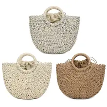 Для женщин сумки из натуральной кожи ручной работы плетеная солома сумка большой вместимости, летняя пляжная сумка вечерние покупок KA-BEST