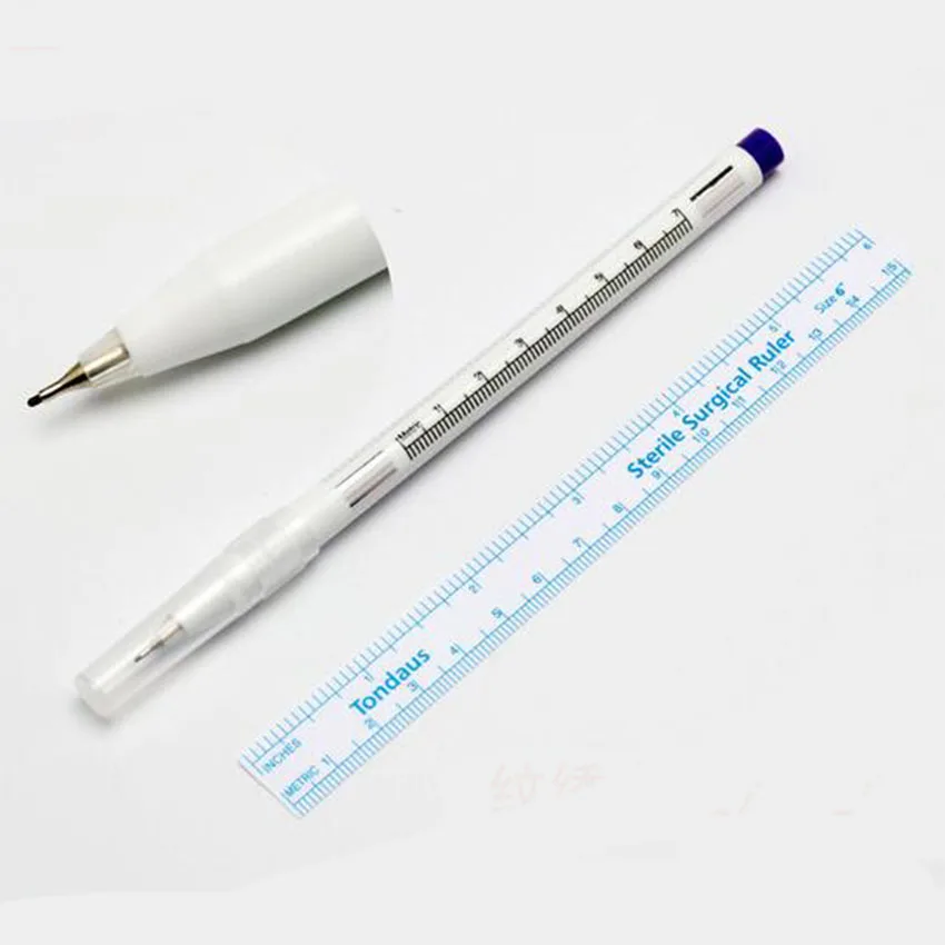 10Pcs  Disposable Sterilized Package With Ruler Medical Surgery Permanent Makeup Body Tattoo Piercing Scribe Skin Marker Pen