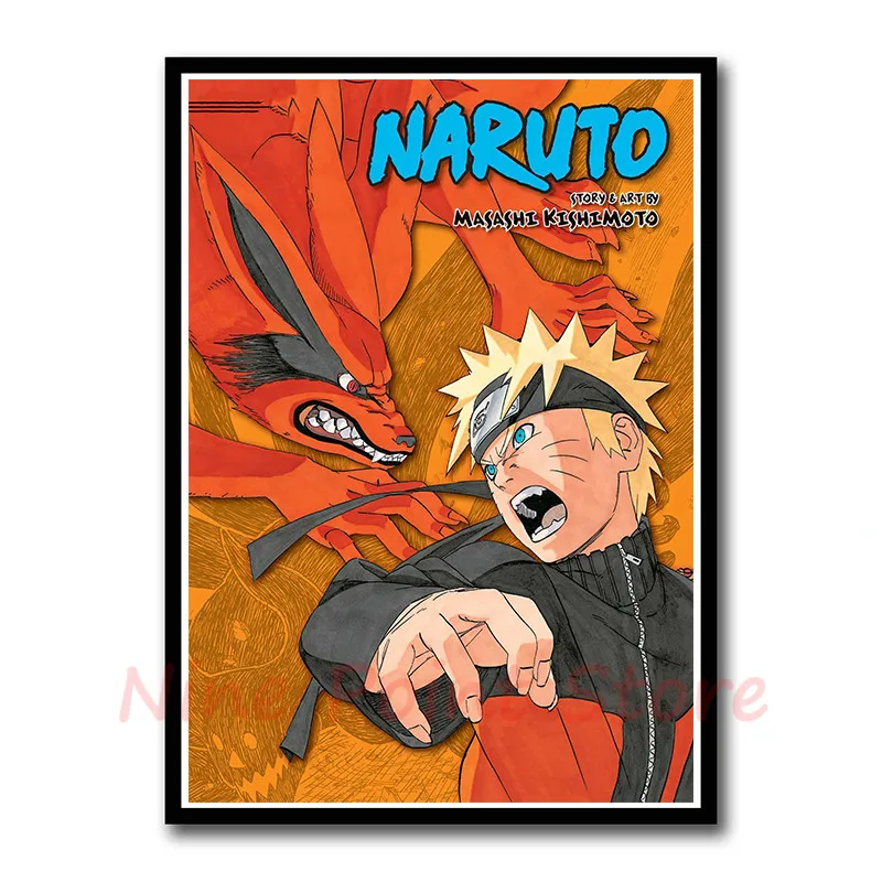 Постер Naruto бумага с покрытием плакат картины с комиксами бар Детская комната Декор бескаркасные - Цвет: Черный
