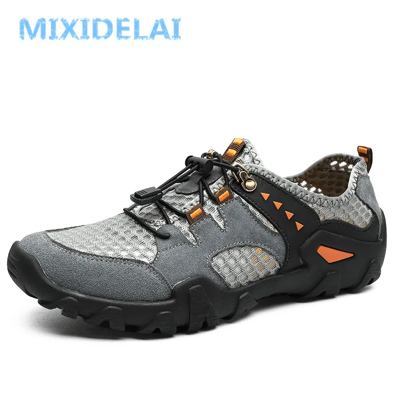 

2019 New Brand Summer Mens Breathable Mesh Men's Shoes Outdoor Flat Shoes Men Comfortable Handmade Casual Shoes Big Size 38-46